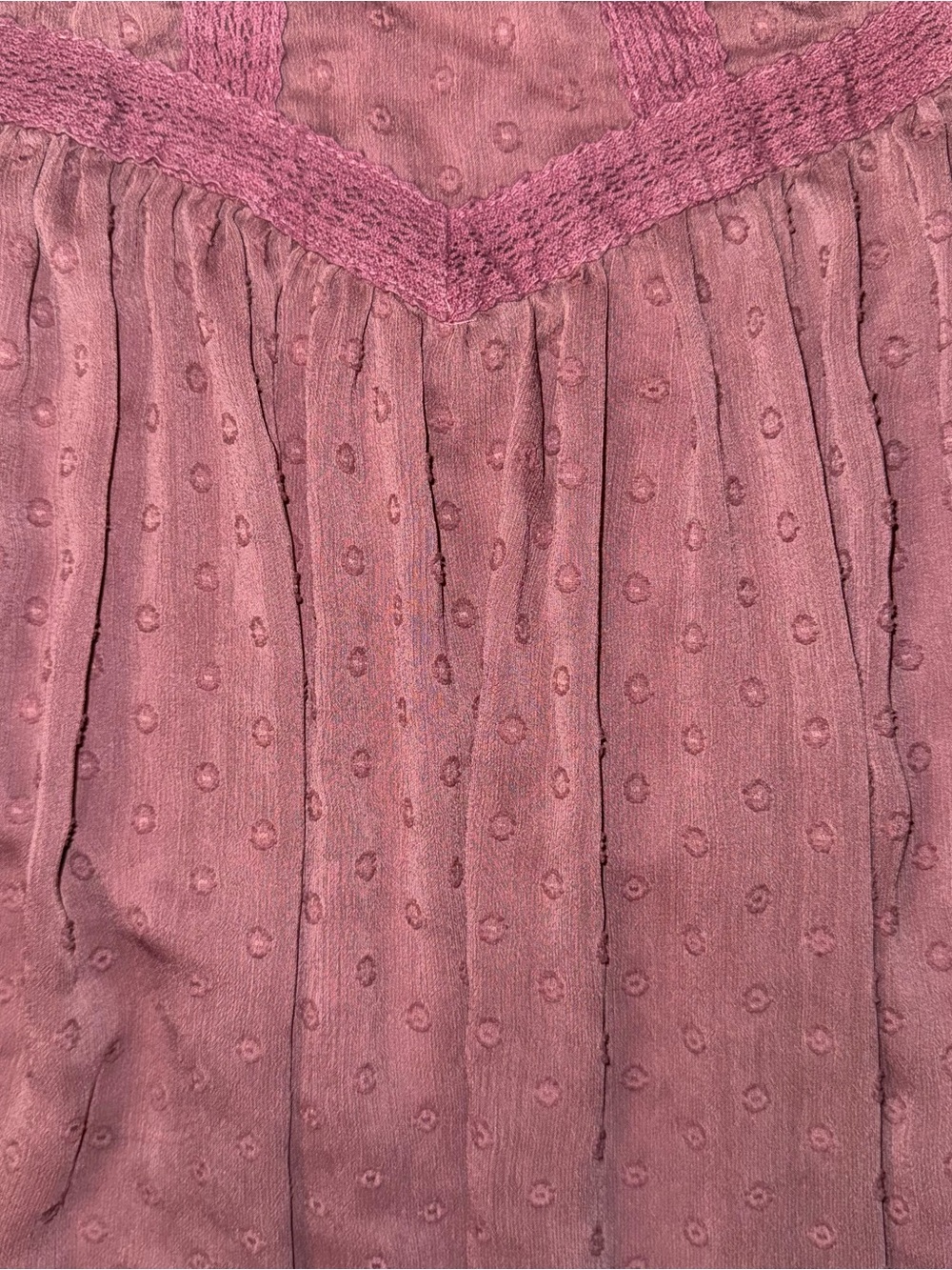 Umgee Mauve-Pink Swiss Dot Lace Yoke Dress - Picture 5 of 9